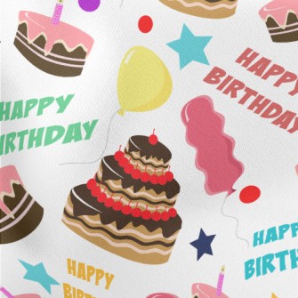 Various Cakes And Balloons Lightweight Cotton Poplin