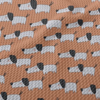 Hand Drawn Children's Dog Birdseye Piqué