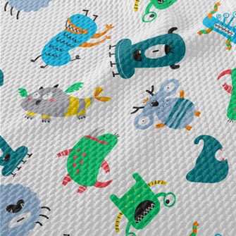 Cute Strange Alien Creatures Birdseye Piqué