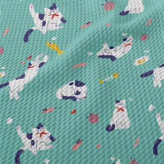 Cat&#39;s Daily Life Birdseye Piqué