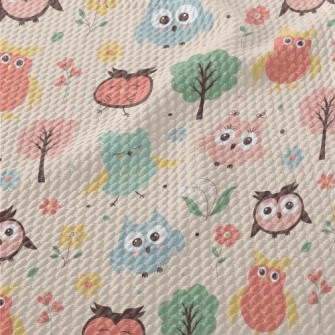 Big Eyes Cute Owl Birdseye Piqué