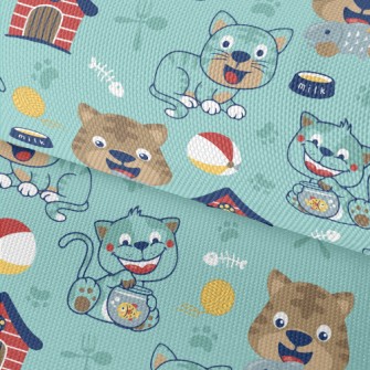 Cartoon Funny Cat Waterproof Oxford