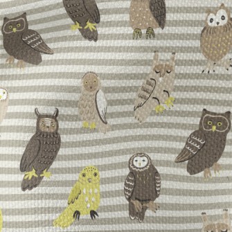 Hand Drawn Various Owls Waterproof Canvas