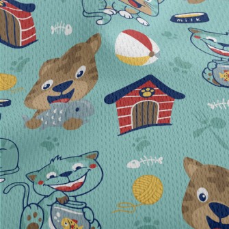 Cartoon Funny Cat Athletic Mesh Flat Back