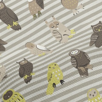 Hand Drawn Various Owls Performance Linen