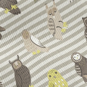 Hand Drawn Various Owls Standard Corduroy