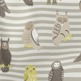 Hand Drawn Various Owls Stretch Ponte