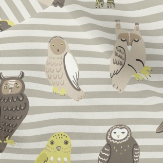 Hand Drawn Various Owls Micro Fleece