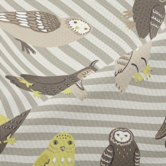 Hand Drawn Various Owls Piqué