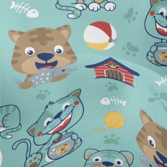 Cartoon Funny Cat Lightweight Performance Linen
