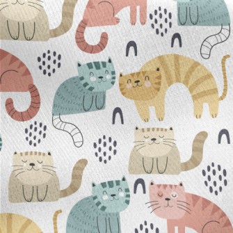 Colorful Gentle Cat Jersey Backed Fleece