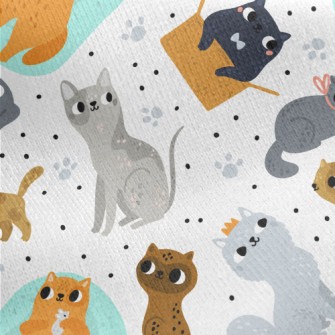 Cute Cat Jersey Backed Fleece