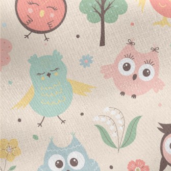 Big Eyes Cute Owl Jersey Backed Fleece