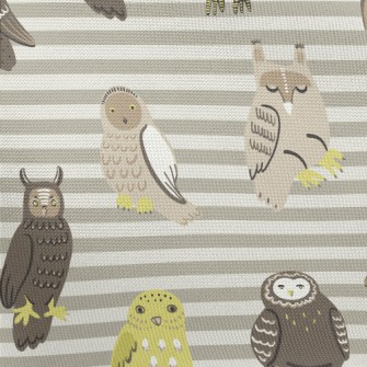 Hand Drawn Various Owls Pongee