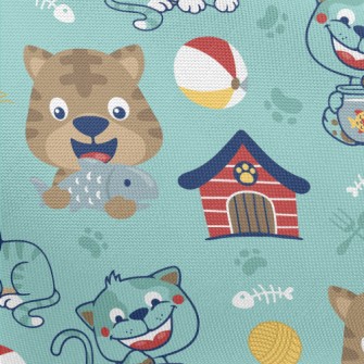 Cartoon Funny Cat Pongee