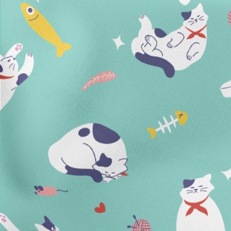 Cat&#39;s Daily Life Lightweight Cotton Poplin
