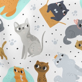 Cute Cat Lightweight Cotton Poplin