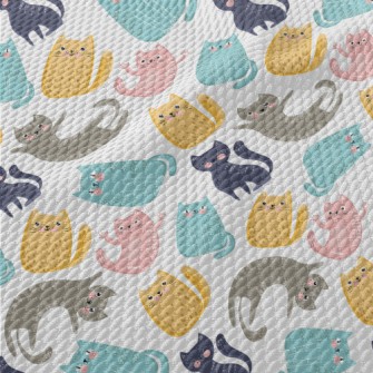 Colorful Happy Cat Birdseye Piqué