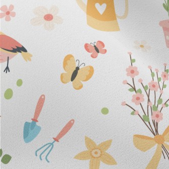 Gentle Colors, Birds, Flowers Chiffon