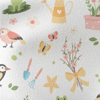 Gentle Colors, Birds, Flowers Waterproof Canvas