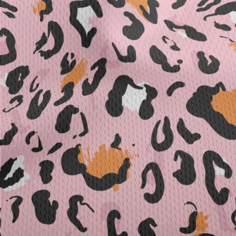 Pink Hand-painted Leopard Prin Athletic Mesh Flat Back