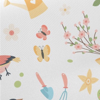 Gentle Colors, Birds, Flowers Twill