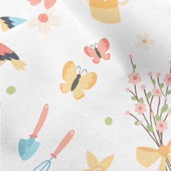 Gentle Colors, Birds, Flowers Micro Fleece