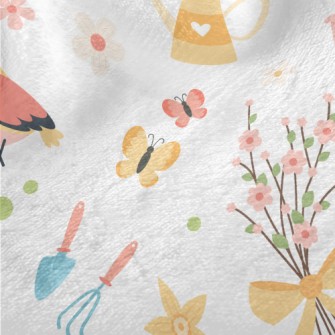 Gentle Colors, Birds, Flowers Minky