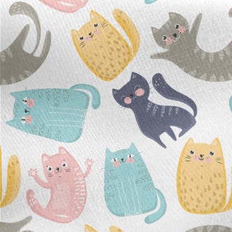 Colorful Happy Cat Jersey Backed Fleece