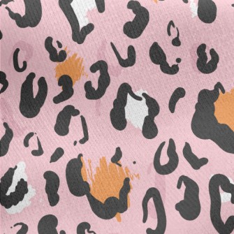 Pink Hand-painted Leopard Prin Jersey Backed Fleece