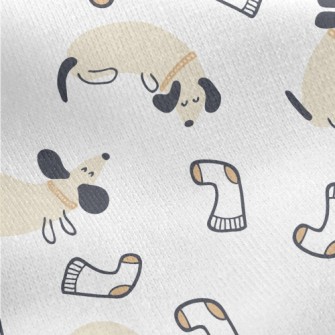 Docile And Cute Dachshund And  Jersey Backed Fleece