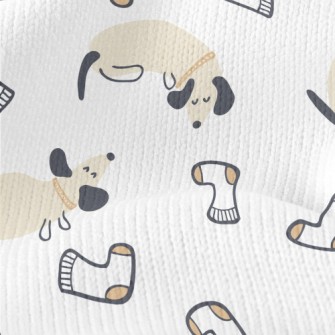 Docile And Cute Dachshund And  Stretch Jersey