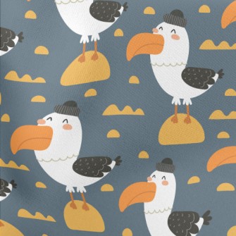 Fur-capped Seagull Lightweight Cotton Poplin