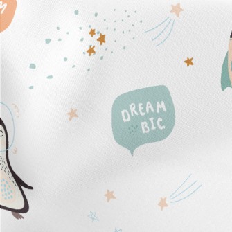 Penguins Floating In Space Lightweight Cotton Poplin