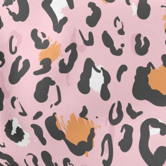 Pink Hand-painted Leopard Prin Lightweight Cotton Poplin