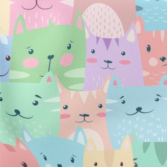 Cartoon Harmless Cat Lightweight Cotton Poplin