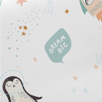 Penguins Floating In Space Midweight Cotton Poplin
