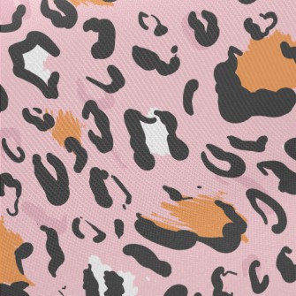 Pink Hand-painted Leopard Prin Midweight Cotton Poplin