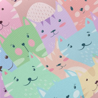 Cartoon Harmless Cat Midweight Cotton Poplin