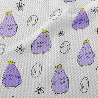 Purple Hen With Eggs Birdseye Piqué