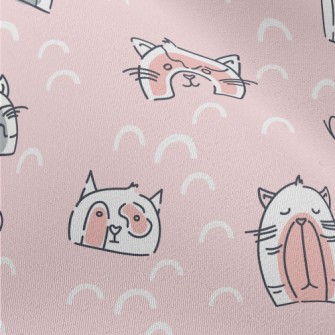 Funny Cat Illustrations Chiffon