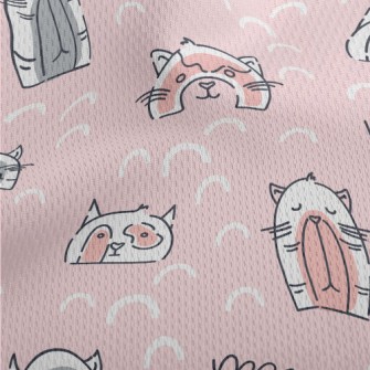 Funny Cat Illustrations Athletic Mesh Flat Back
