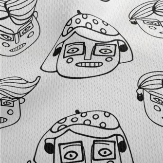 Interesting Hand-painted Faces Athletic Mesh Flat Back