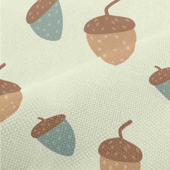 Hand Drawn Colored Acorns Performance Linen
