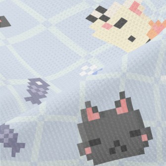 Cute Pixel Cat Piqué
