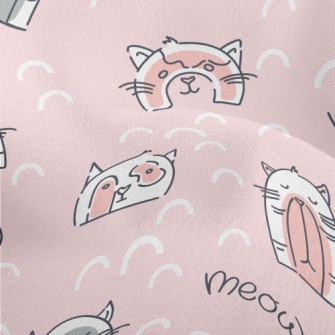 Funny Cat Illustrations Lightweight Performance Linen