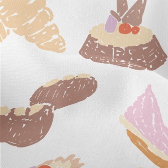French Dessert Doodles Lightweight Performance Linen