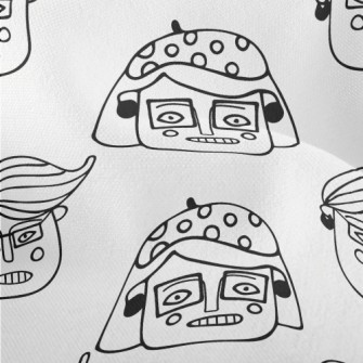 Interesting Hand-painted Faces Lightweight Performance Linen