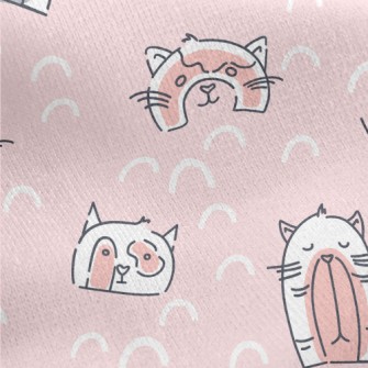 Funny Cat Illustrations Jersey Backed Fleece