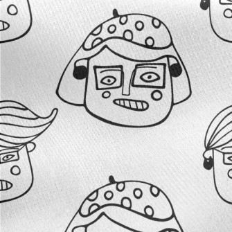Interesting Hand-painted Faces Jersey Backed Fleece